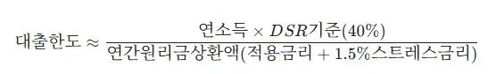 스트레스 DSR 3단계 대출 한도 계산기