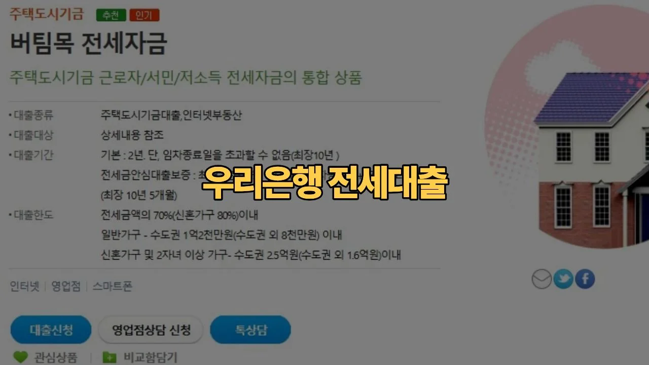 우리은행-전세대출-우리전세론과-버팀목-중-뭐가-유리할까요